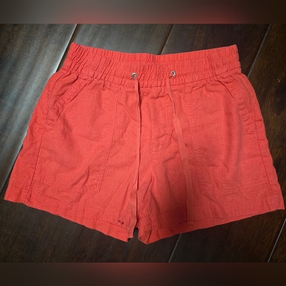 Gap Mid Rise Easy Linen-Blend Pull-On Shorts with ties, front & back pockets XS - Picture 2 of 7